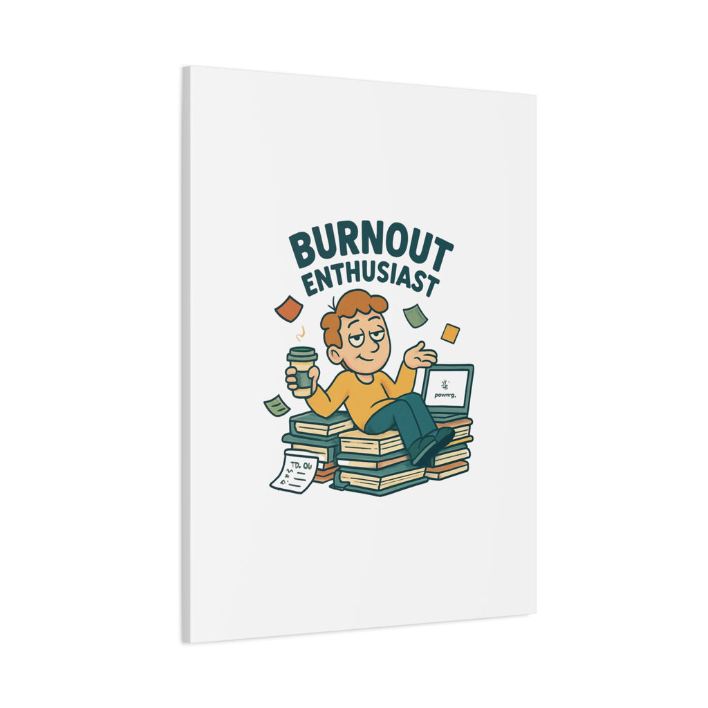 Burnout Enthusiast Canvas Print — Funny Office Wall Art for Overworked Professionals