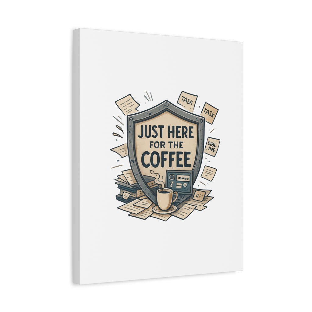 Just Here for the Coffee Canvas Wall Art — Funny Office Coffee Decor