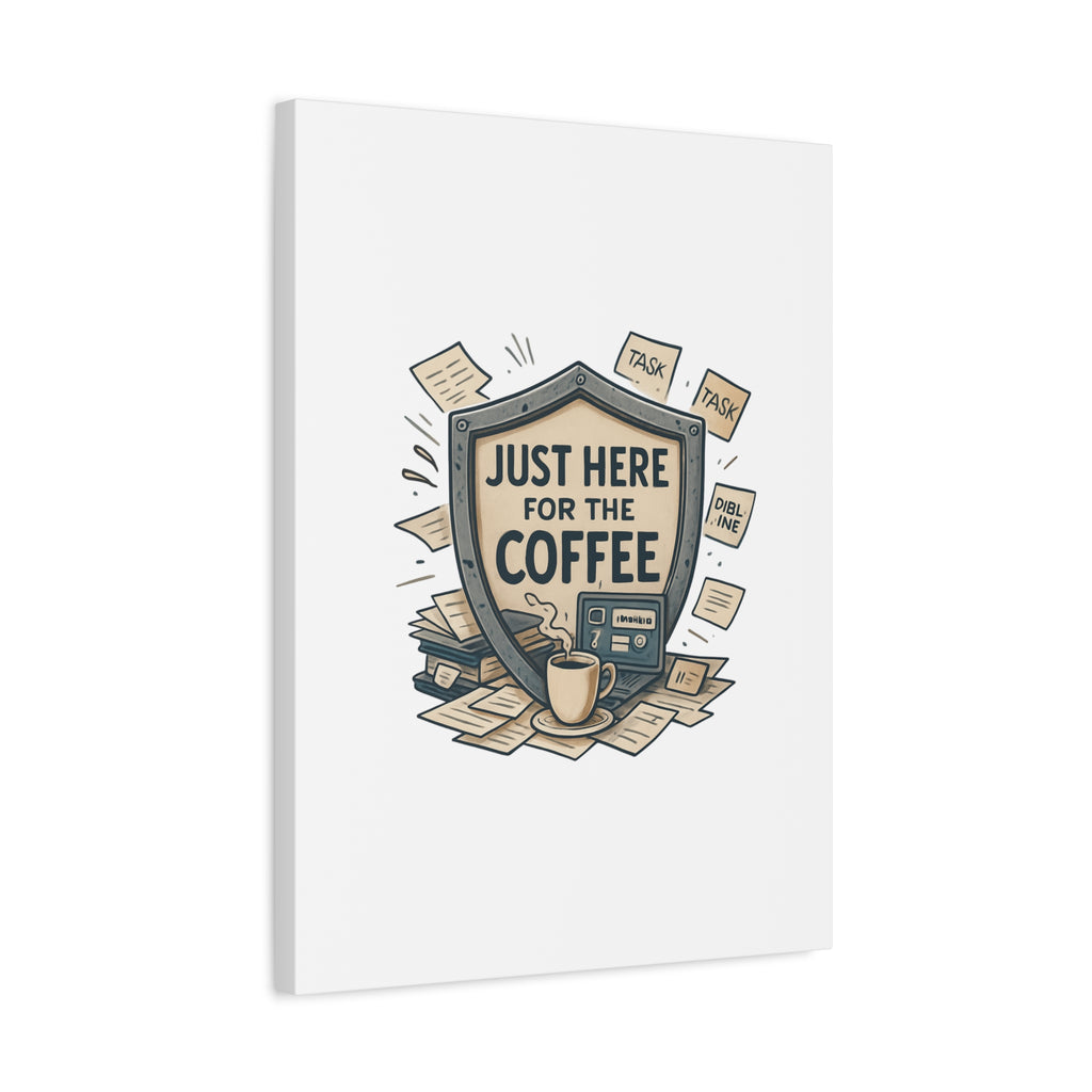 Just Here for the Coffee Canvas Wall Art — Funny Office Coffee Decor