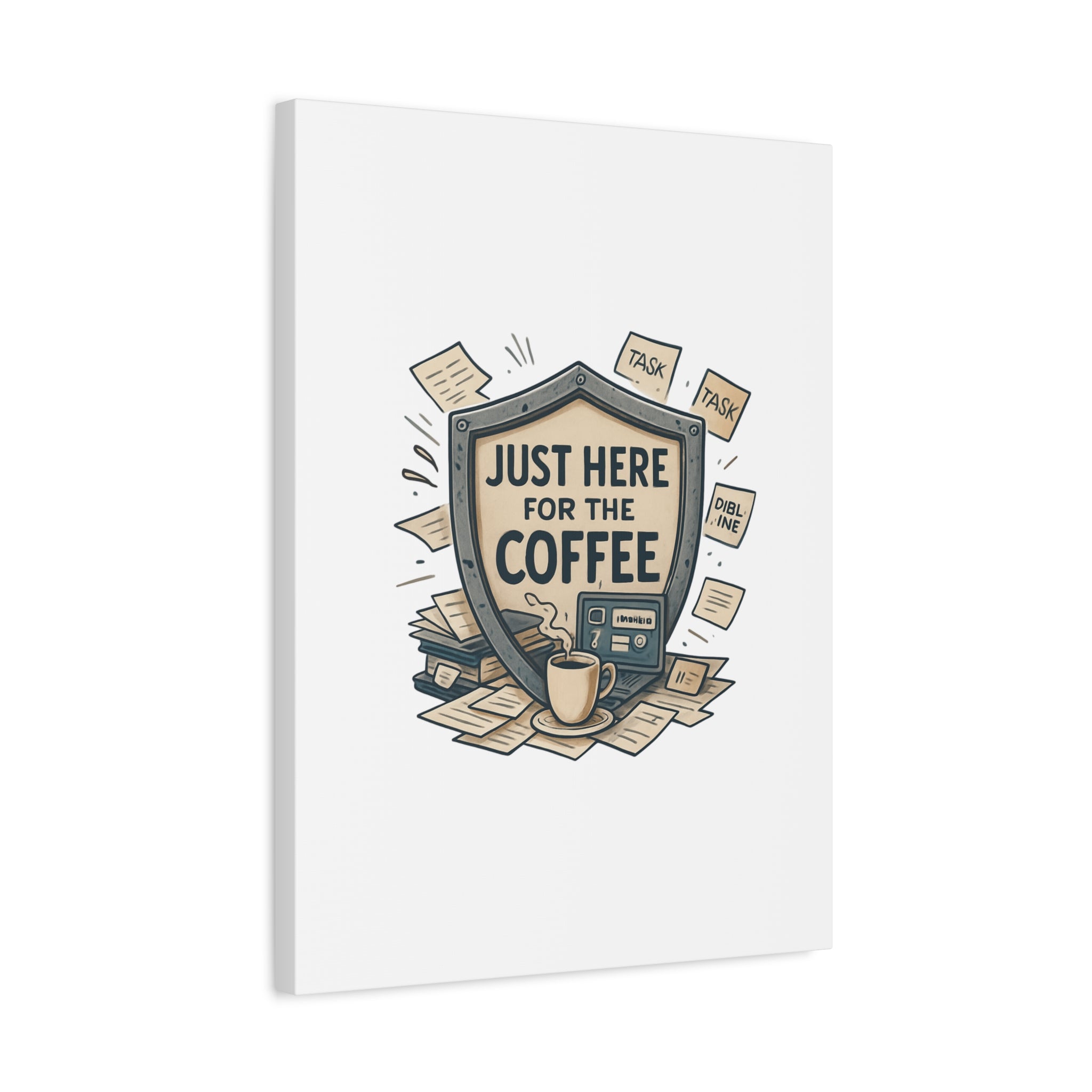 Just Here for the Coffee Canvas Wall Art — Funny Office Coffee Decor