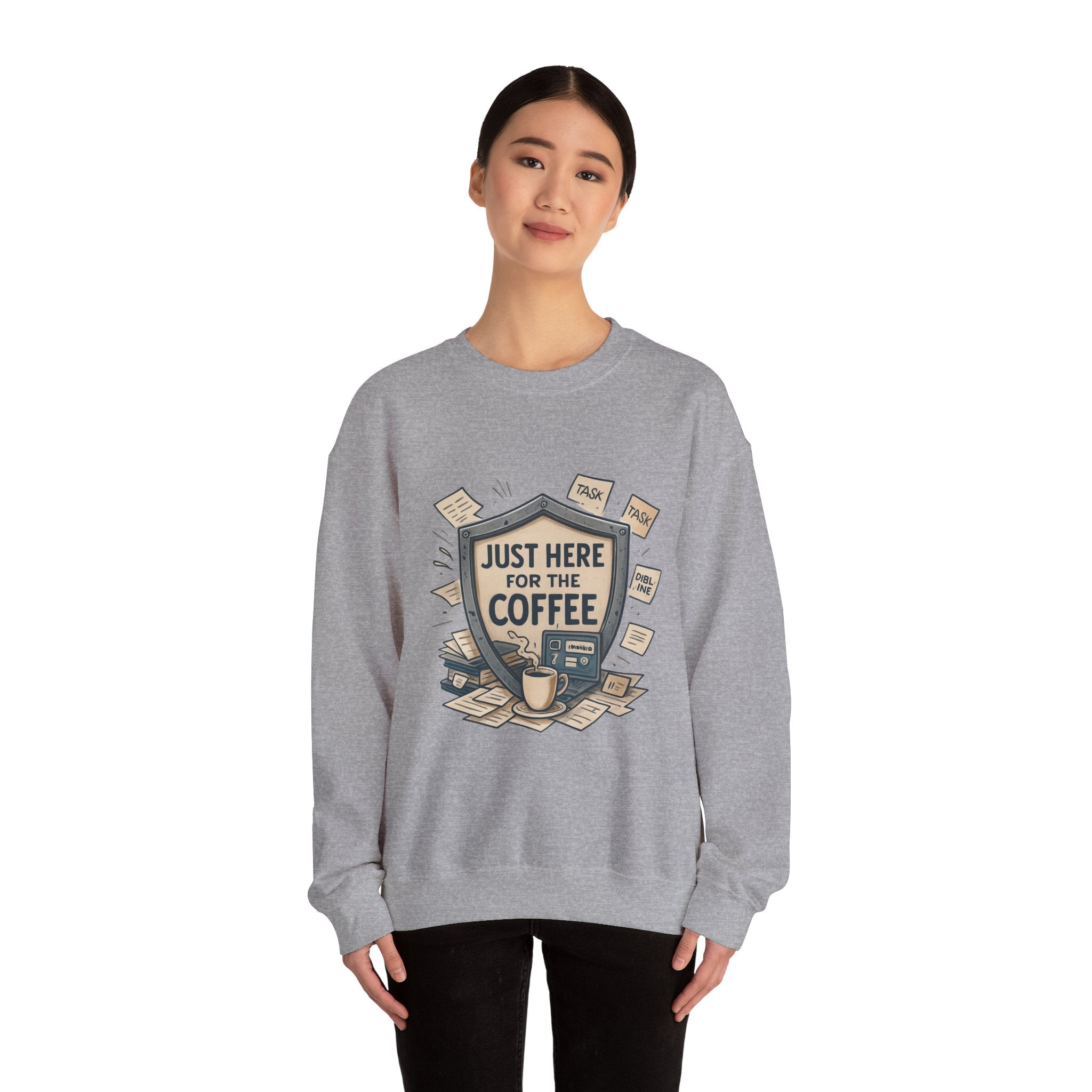 Coffee Crewneck Sweatshirt — "Just Here for the Coffee" Cozy Pullover