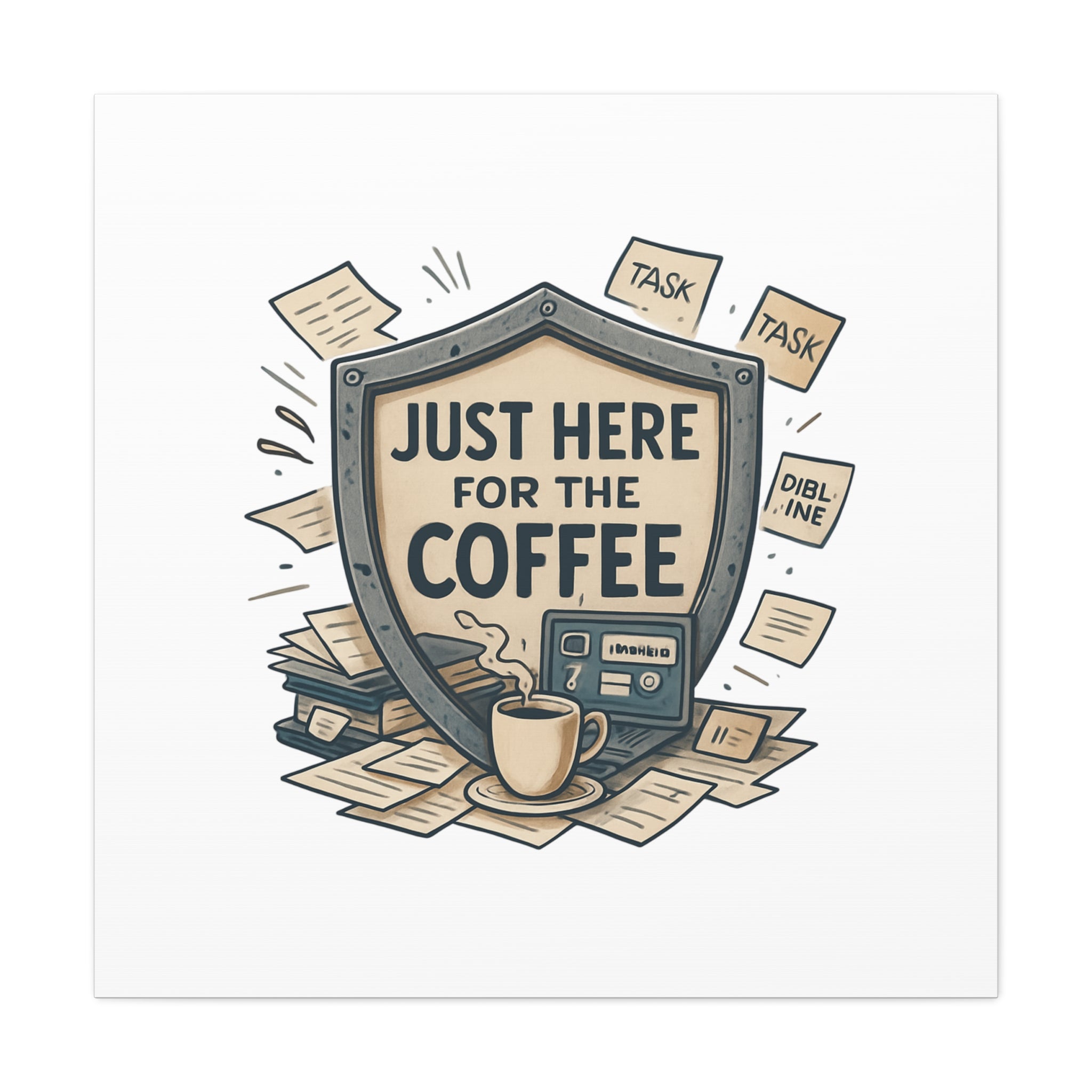 Just Here for the Coffee Canvas Wall Art — Funny Office Coffee Decor