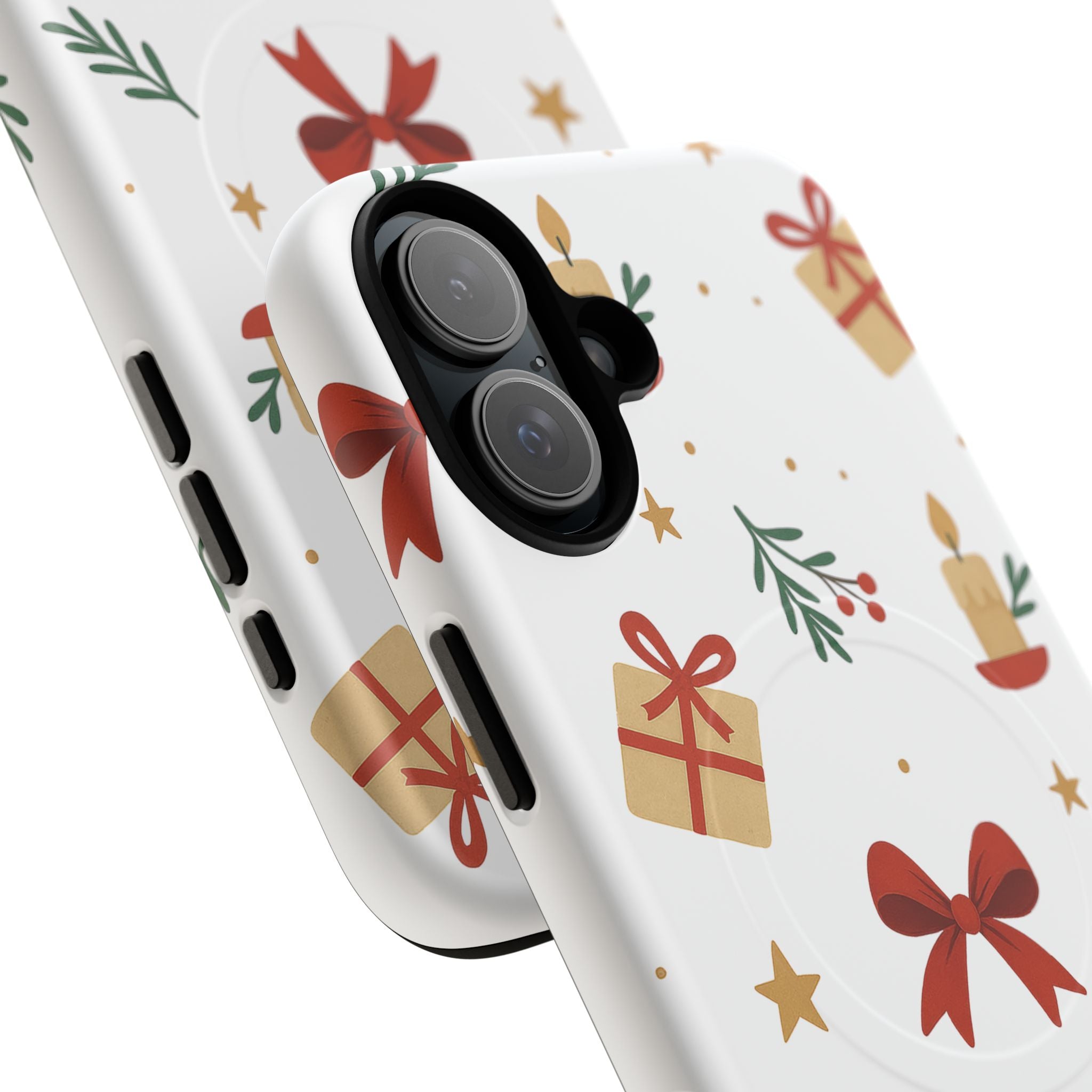 Holiday Gift Pattern Phone Case — Magnetic Tough Case with Bows, Candles & Presents
