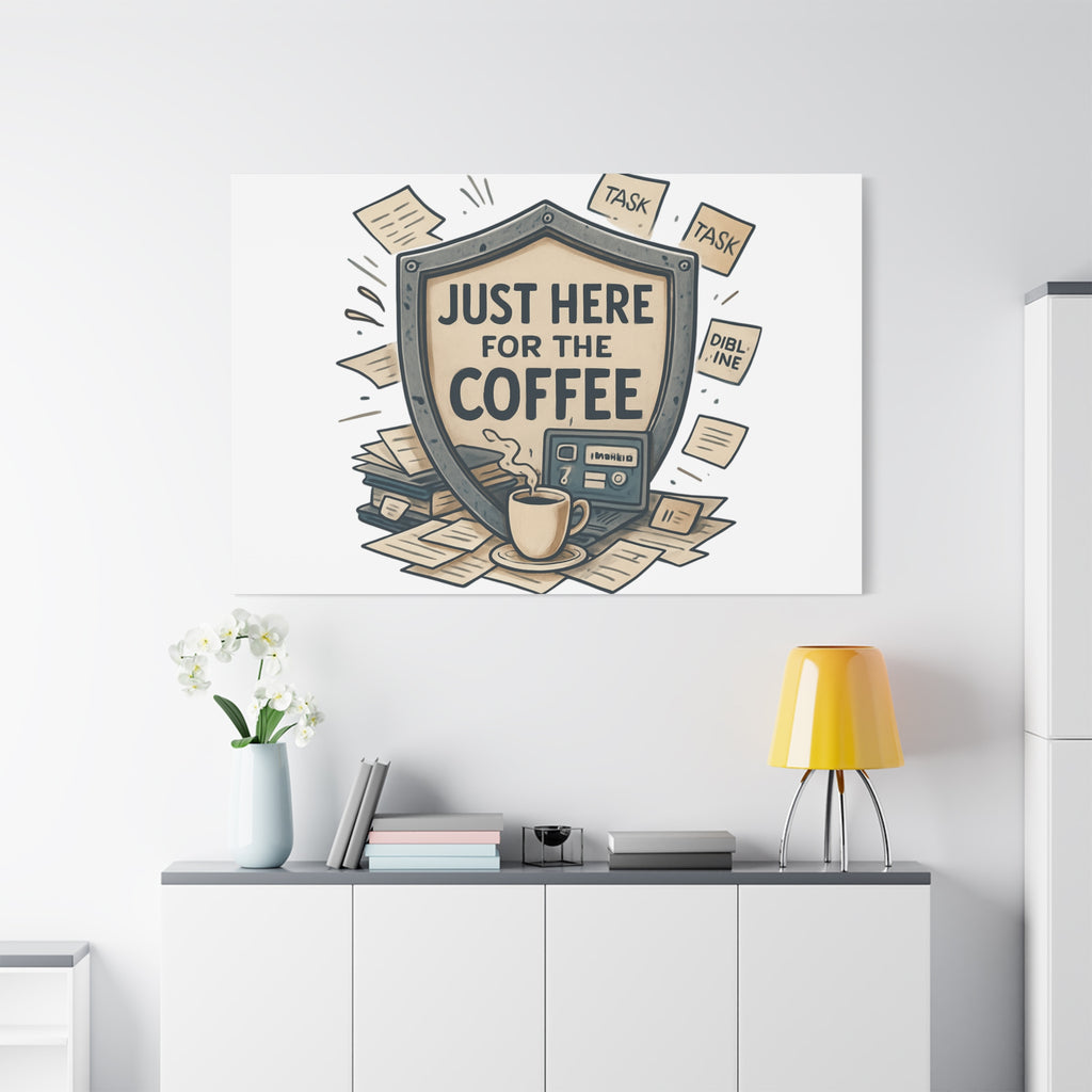 Just Here for the Coffee Canvas Wall Art — Funny Office Coffee Decor