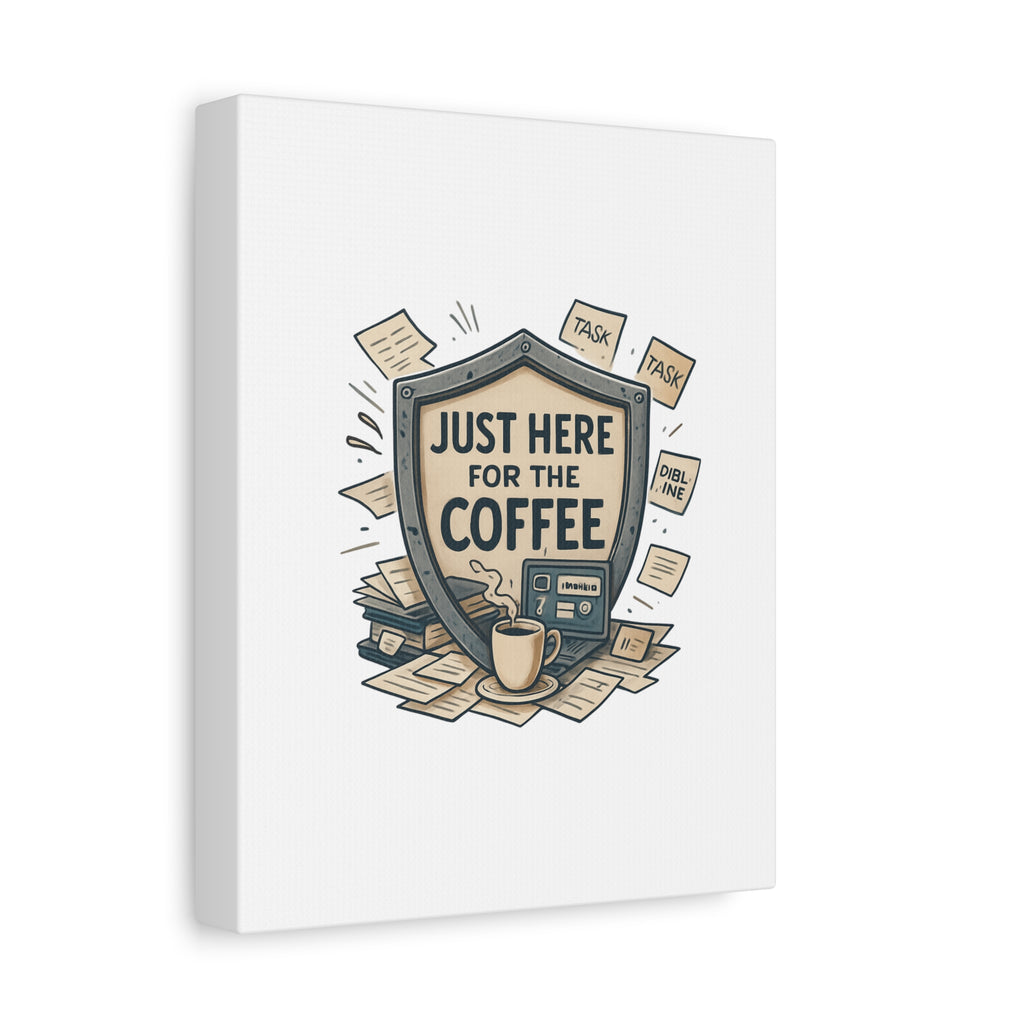 Just Here for the Coffee Canvas Wall Art — Funny Office Coffee Decor