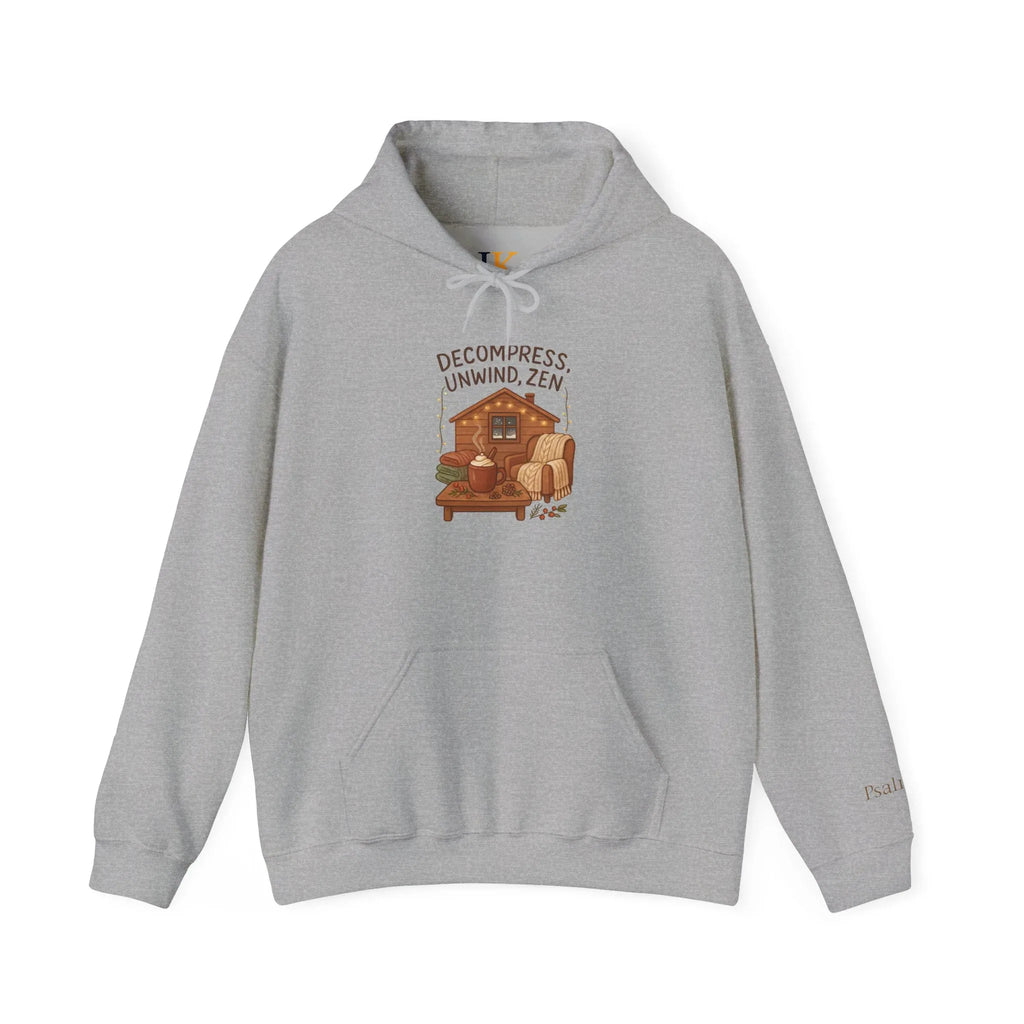 Zen Cabin Hoodie — "Unwind, Zen" Cozy Retreat Hoodie - JK Kreatives