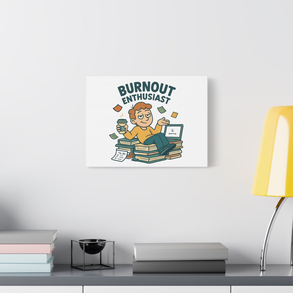Burnout Enthusiast Canvas Print — Funny Office Wall Art for Overworked Professionals