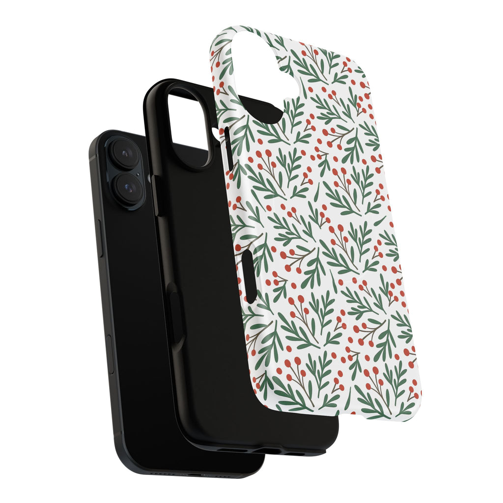 Magnetic Phone Case — Festive Holly & Berry Winter Floral