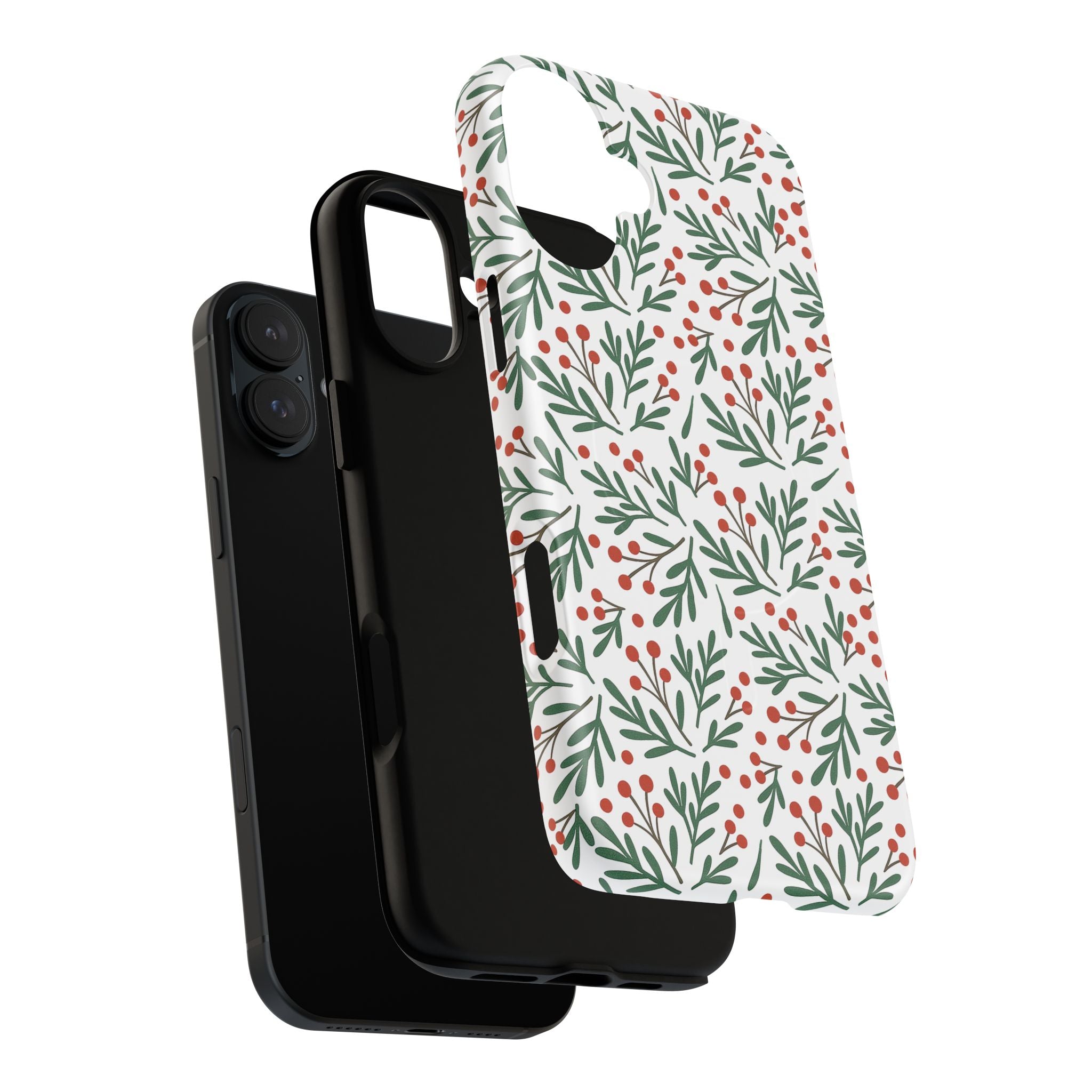 Magnetic Phone Case — Festive Holly & Berry Winter Floral