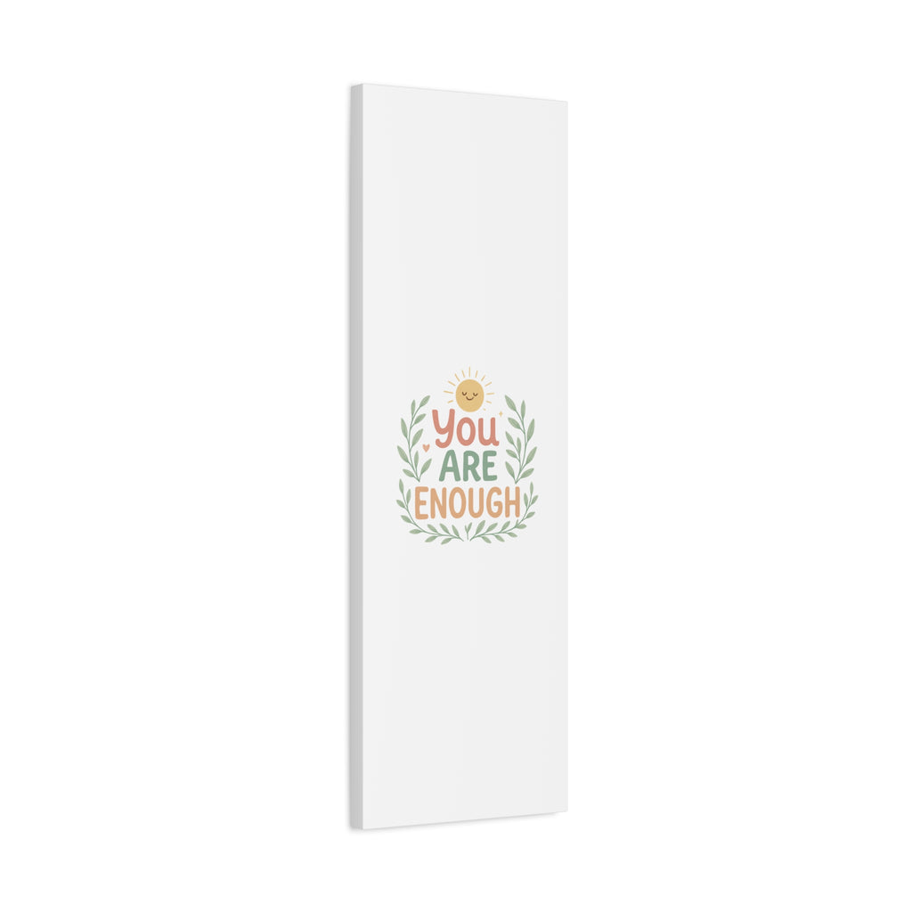 You Are Enough Canvas Wall Art — Positive Motivational Sun & Laurel Print
