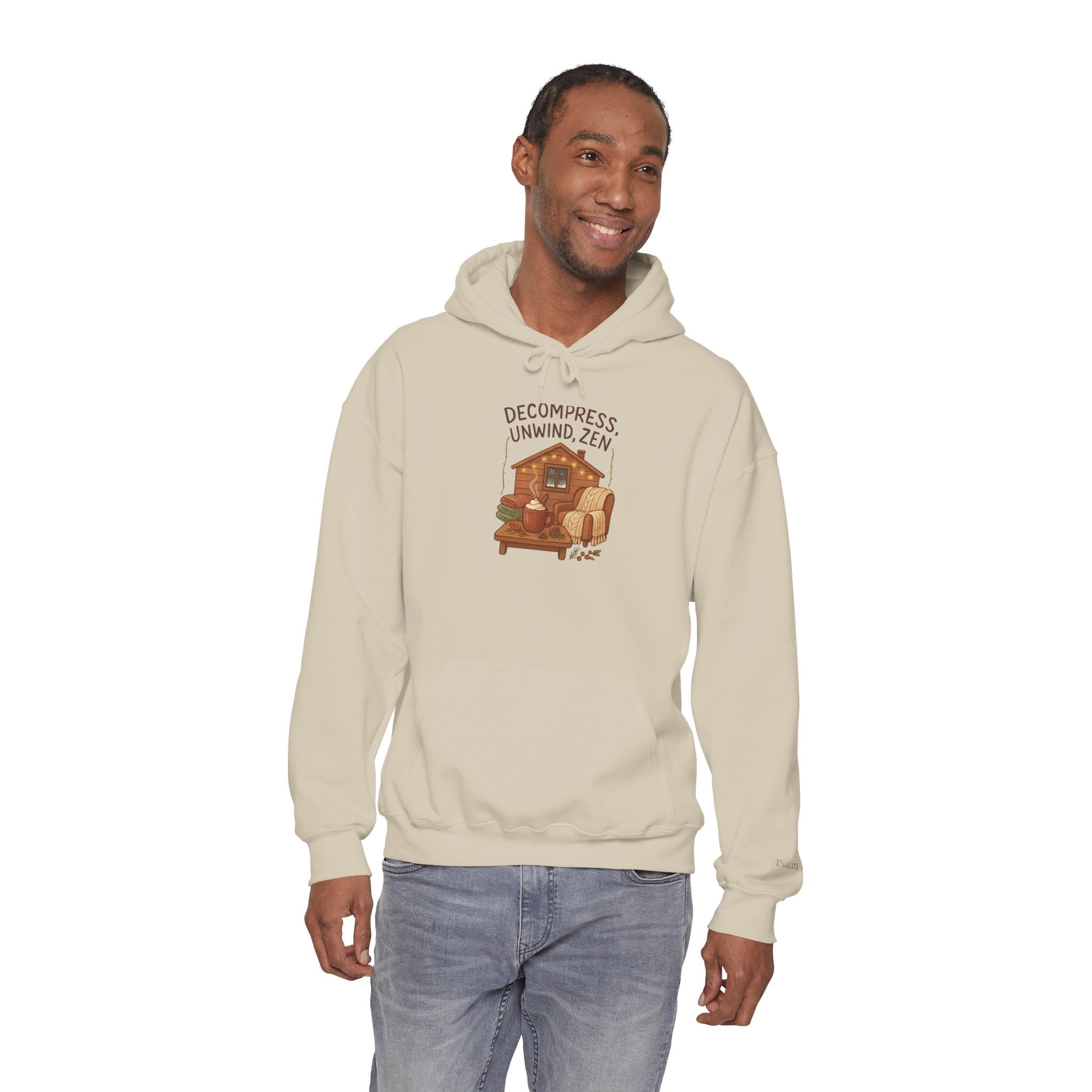 Zen Cabin Hoodie — "Unwind, Zen" Cozy Retreat Hoodie