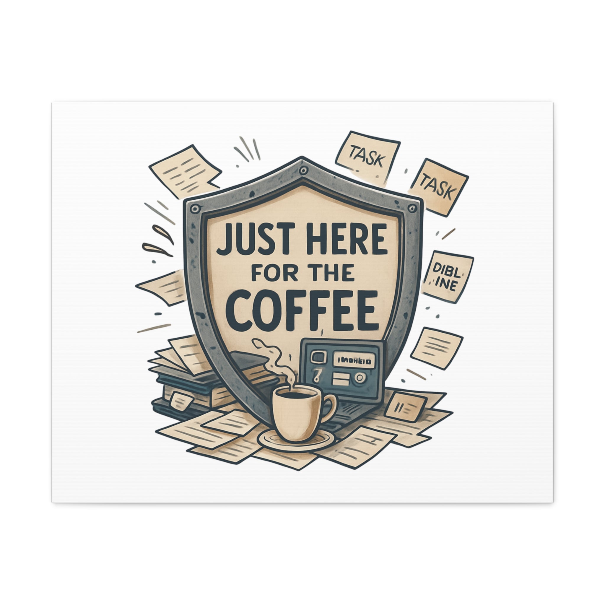 Just Here for the Coffee Canvas Wall Art — Funny Office Coffee Decor