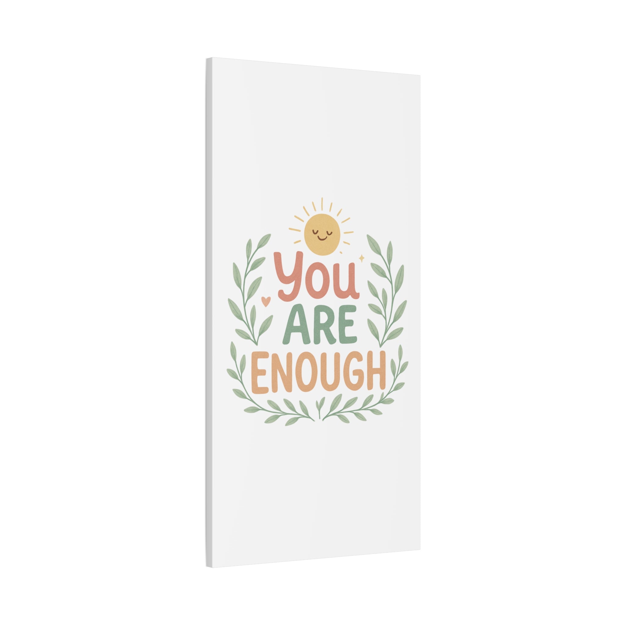 You Are Enough Canvas Wall Art — Positive Motivational Sun & Laurel Print