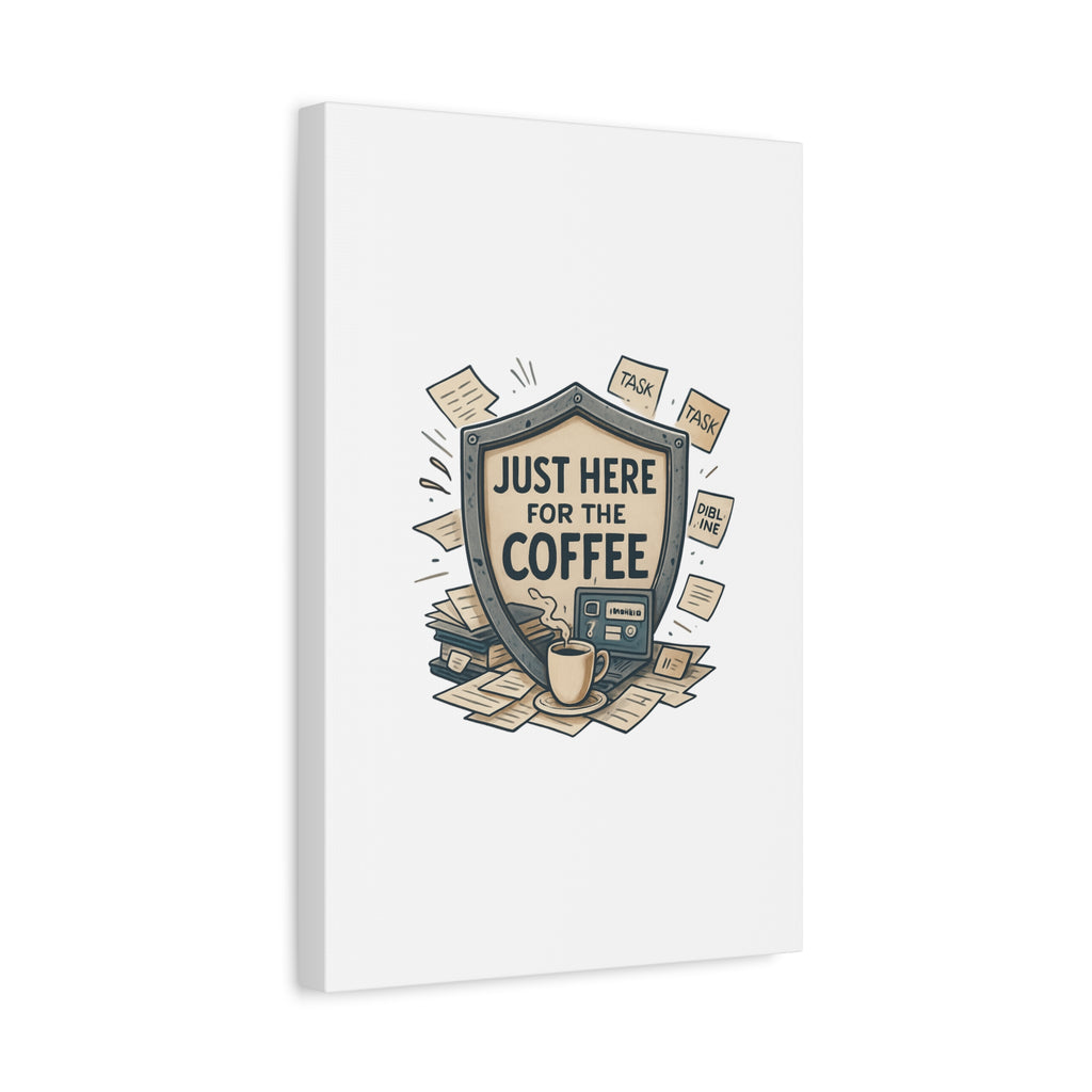 Just Here for the Coffee Canvas Wall Art — Funny Office Coffee Decor