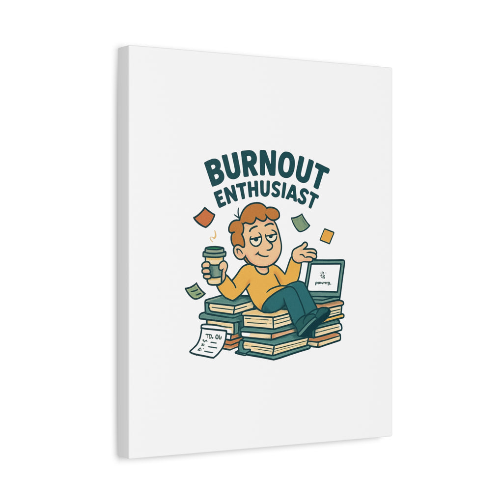 Burnout Enthusiast Canvas Print — Funny Office Wall Art for Overworked Professionals