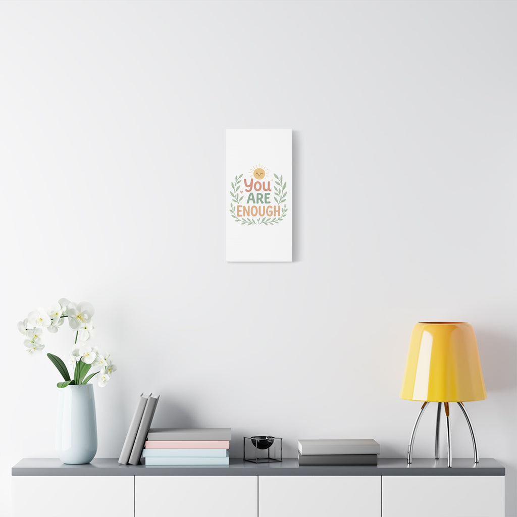 You Are Enough Canvas Wall Art — Positive Motivational Sun & Laurel Print