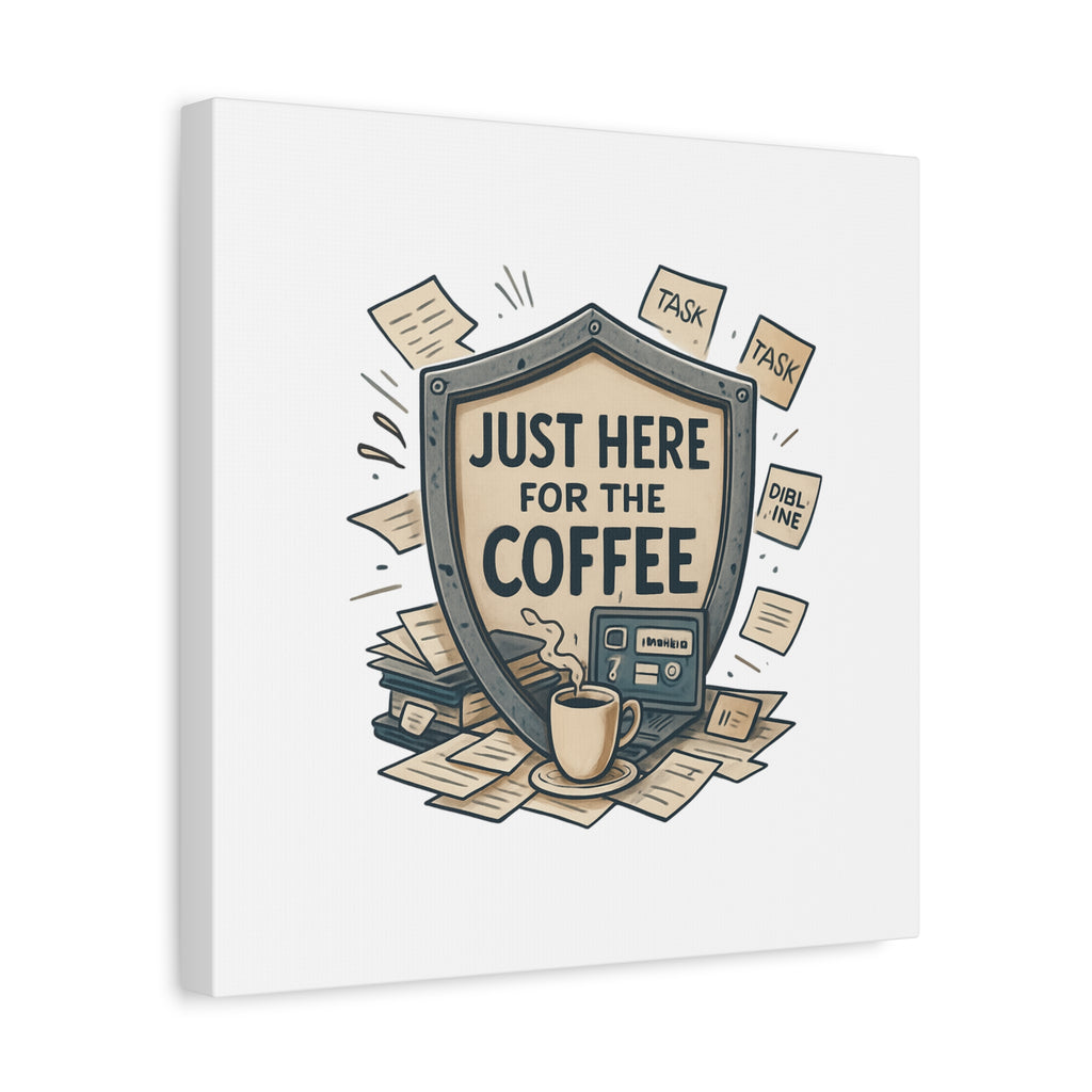 Just Here for the Coffee Canvas Wall Art — Funny Office Coffee Decor
