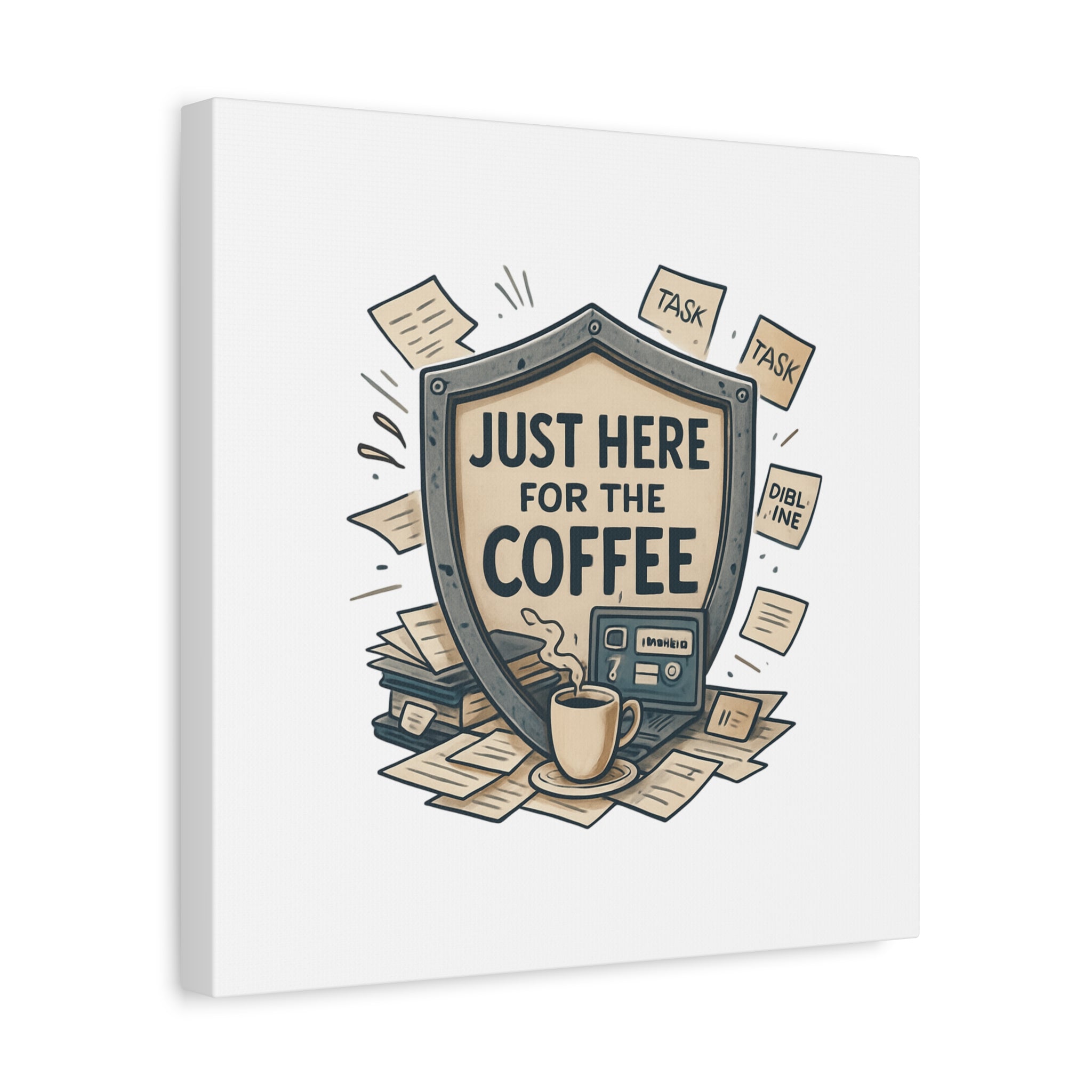 Just Here for the Coffee Canvas Wall Art — Funny Office Coffee Decor
