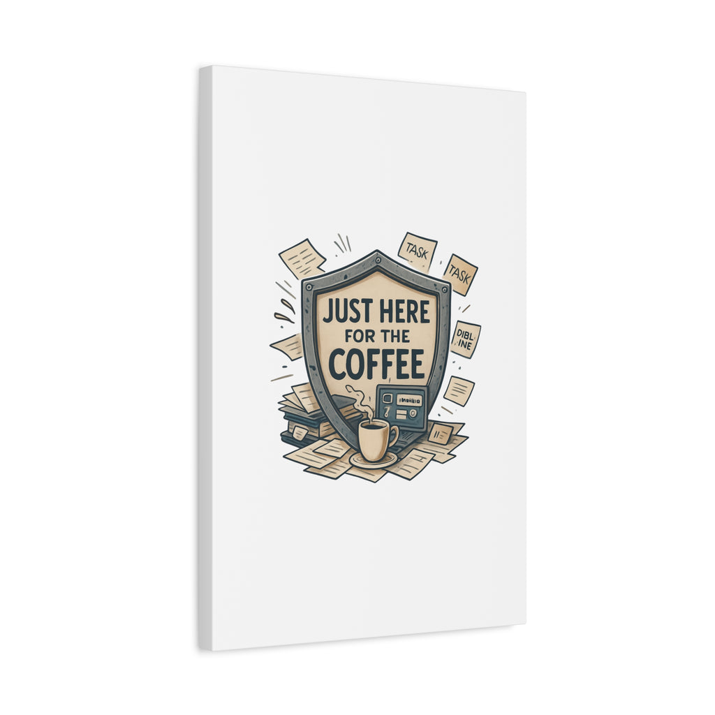 Just Here for the Coffee Canvas Wall Art — Funny Office Coffee Decor