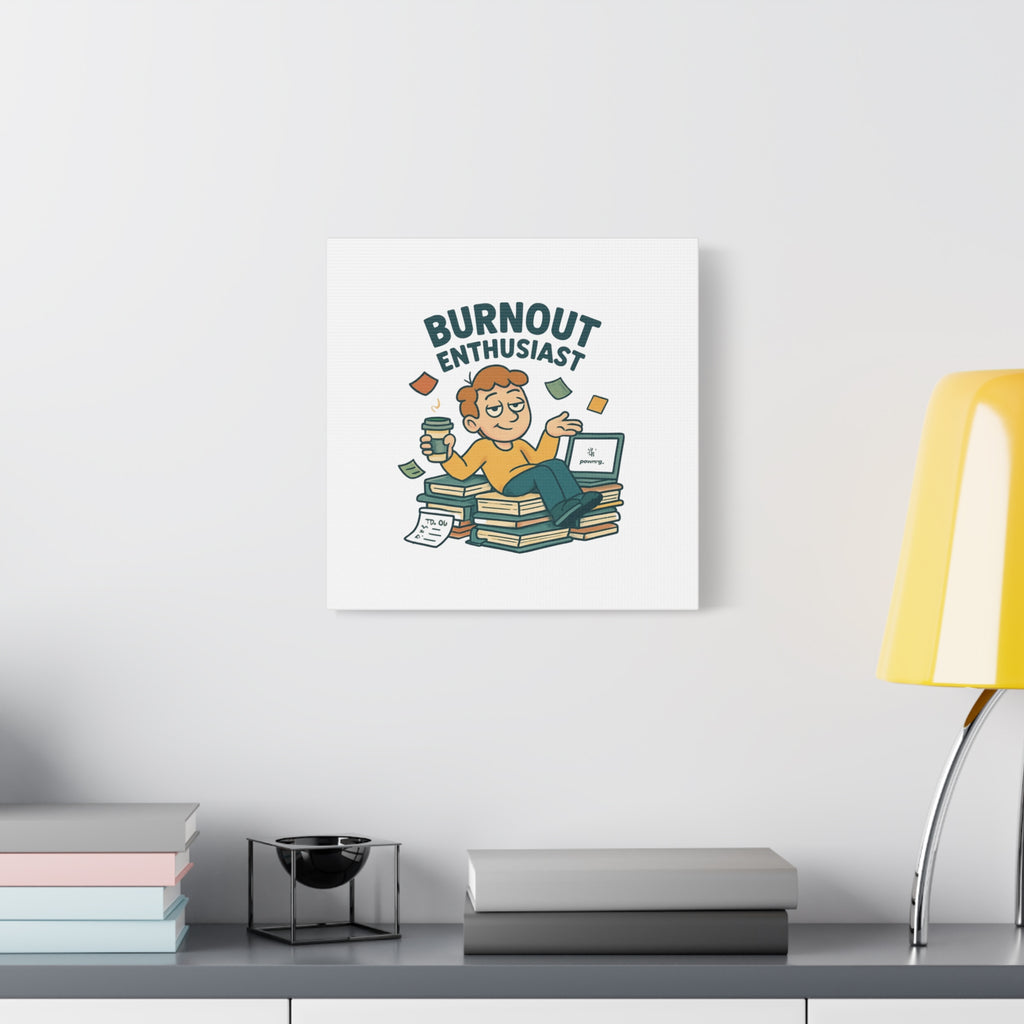 Burnout Enthusiast Canvas Print — Funny Office Wall Art for Overworked Professionals