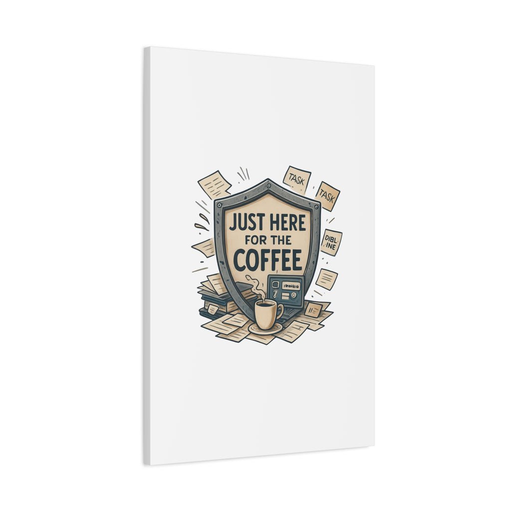 Just Here for the Coffee Canvas Wall Art — Funny Office Coffee Decor