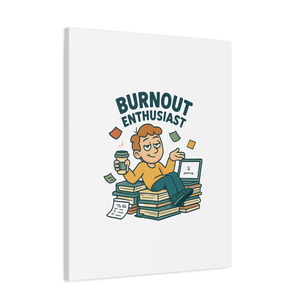 Burnout Enthusiast Canvas Print — Funny Office Wall Art for Overworked Professionals
