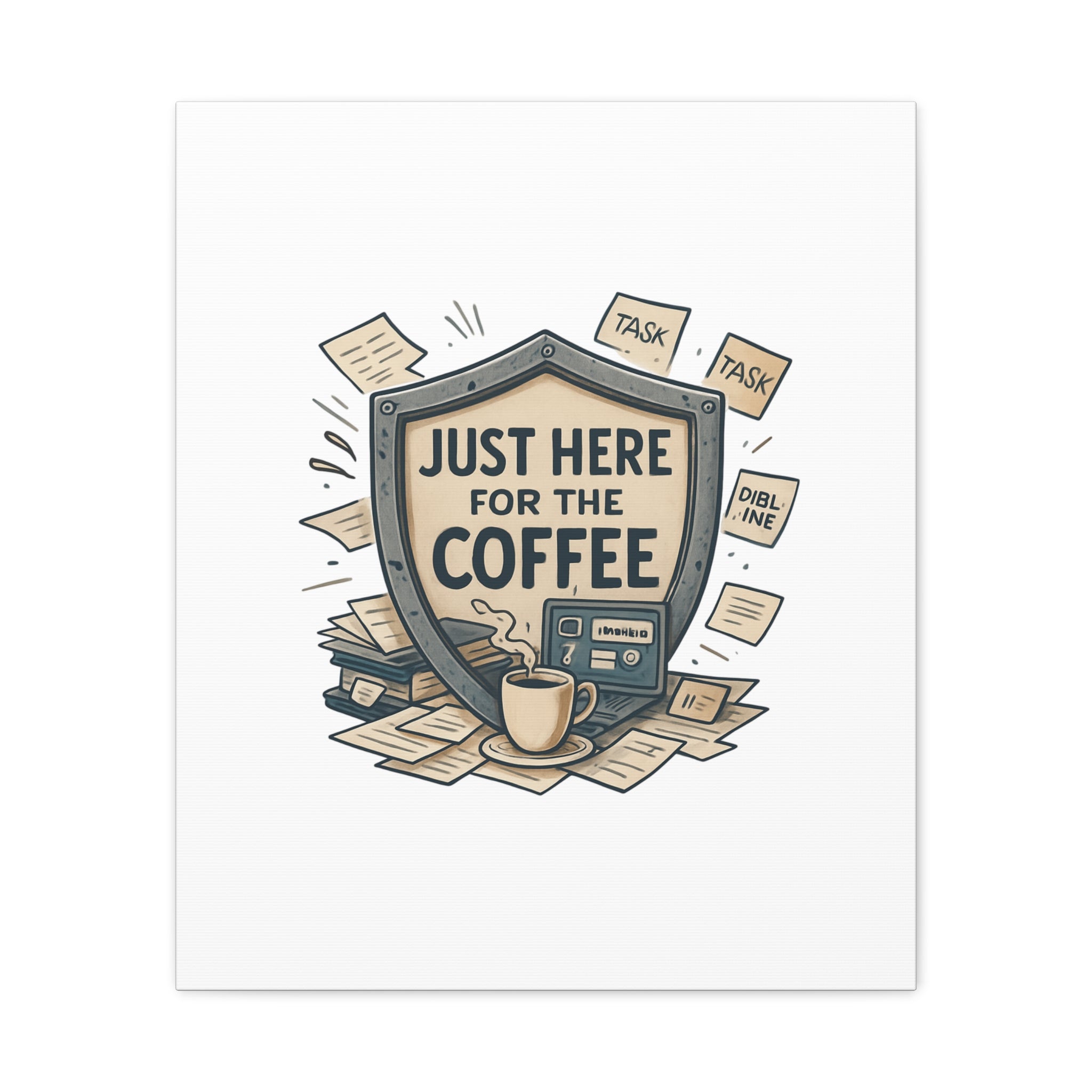 Just Here for the Coffee Canvas Wall Art — Funny Office Coffee Decor