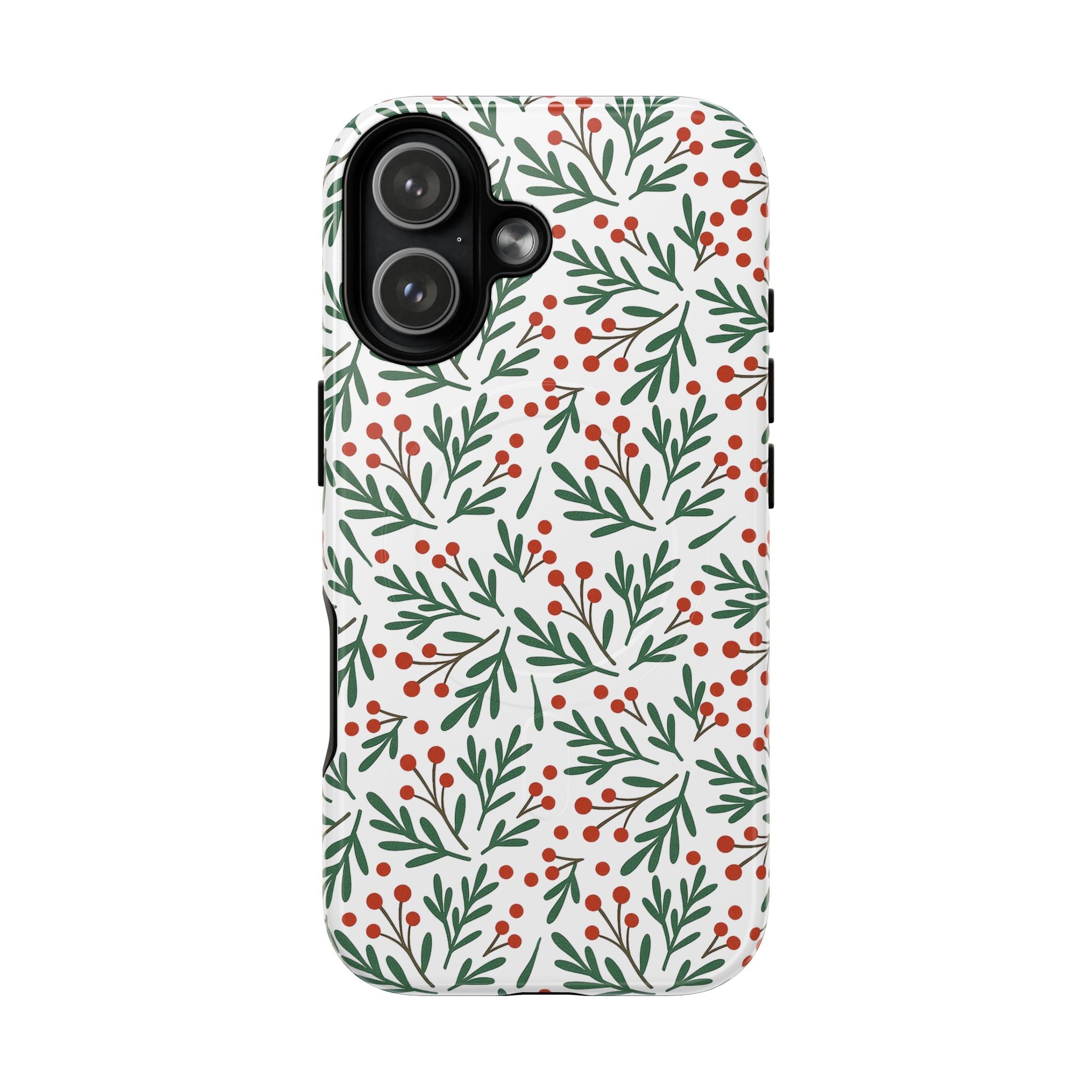 Magnetic Phone Case — Festive Holly & Berry Winter Floral