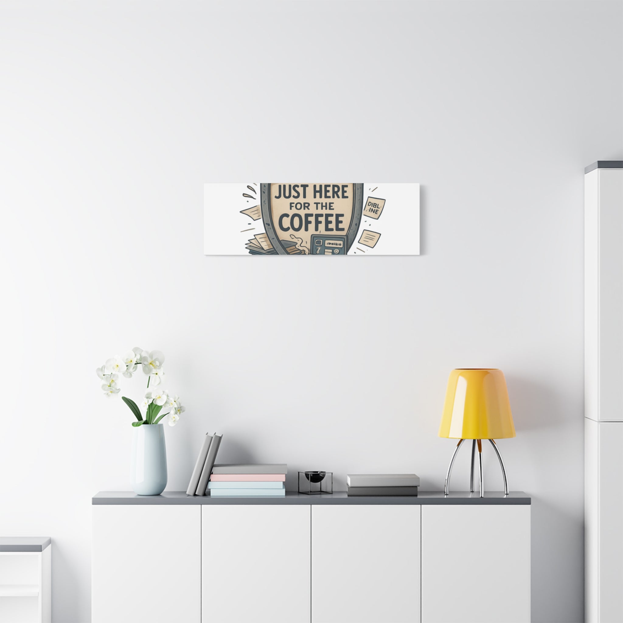Just Here for the Coffee Canvas Wall Art — Funny Office Coffee Decor