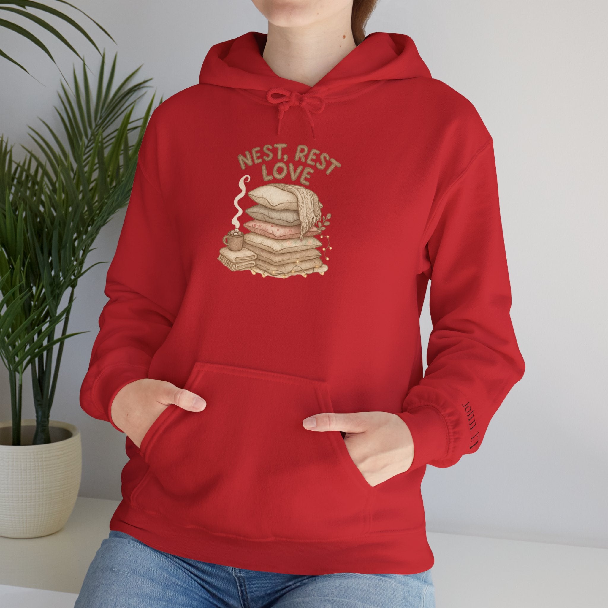 Pancake Stack Unisex Hoodie - 'Nest, Rest, Love'