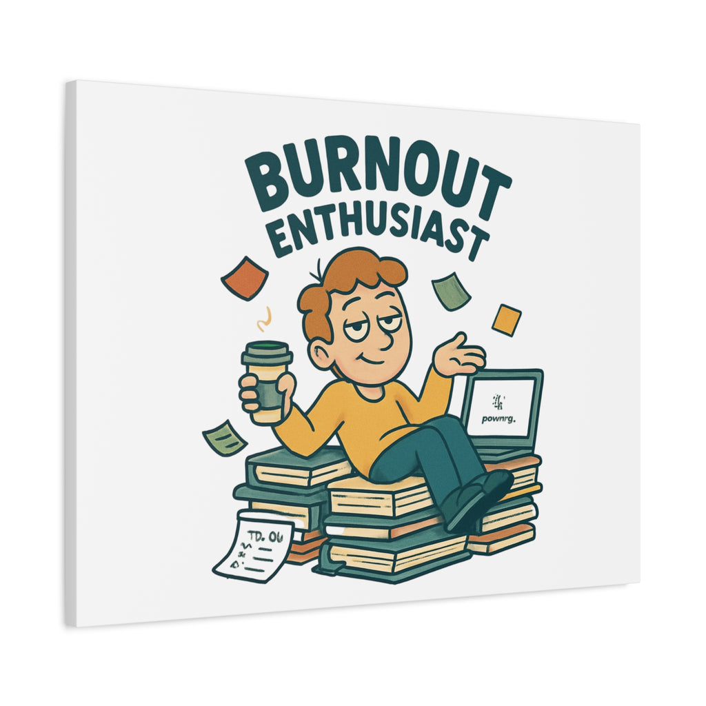 Burnout Enthusiast Canvas Print — Funny Office Wall Art for Overworked Professionals