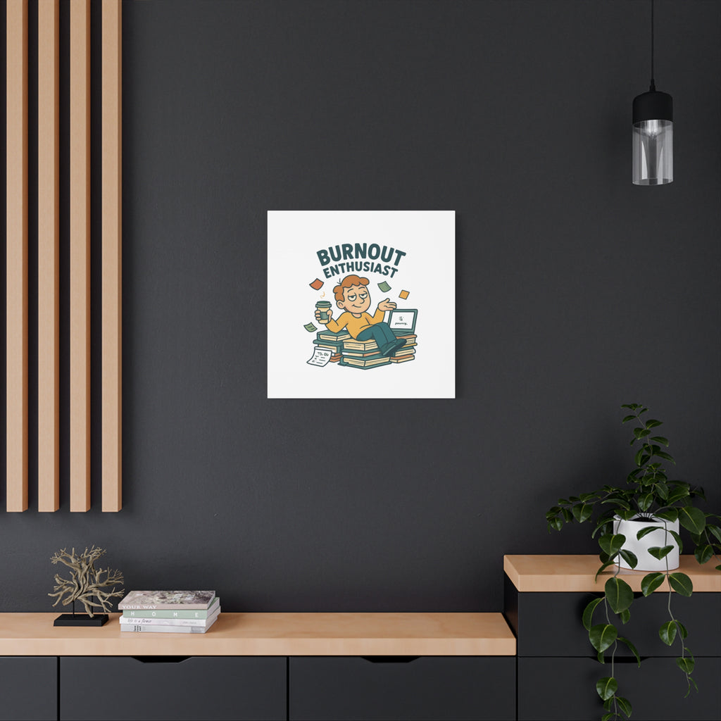 Burnout Enthusiast Canvas Print — Funny Office Wall Art for Overworked Professionals