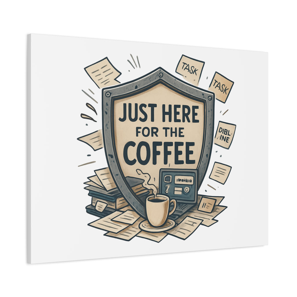 Just Here for the Coffee Canvas Wall Art — Funny Office Coffee Decor
