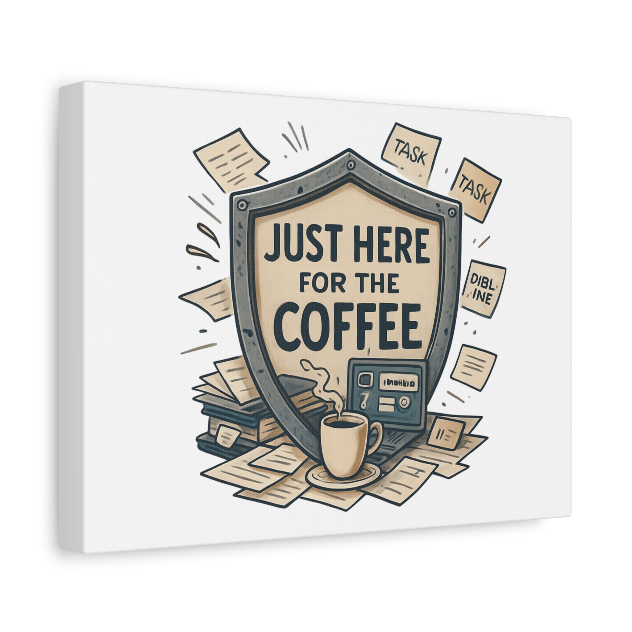 Just Here for the Coffee Canvas Wall Art — Funny Office Coffee Decor