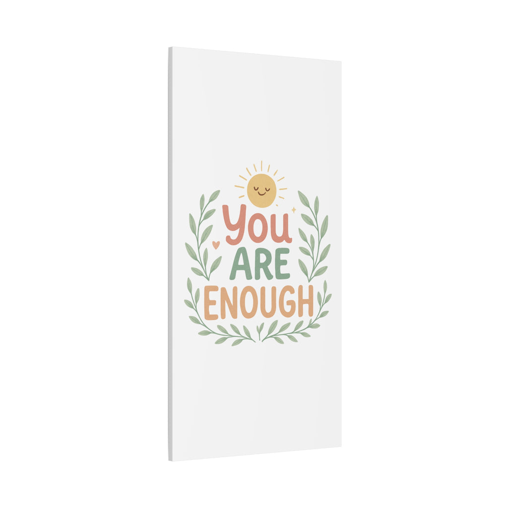 You Are Enough Canvas Wall Art — Positive Motivational Sun & Laurel Print