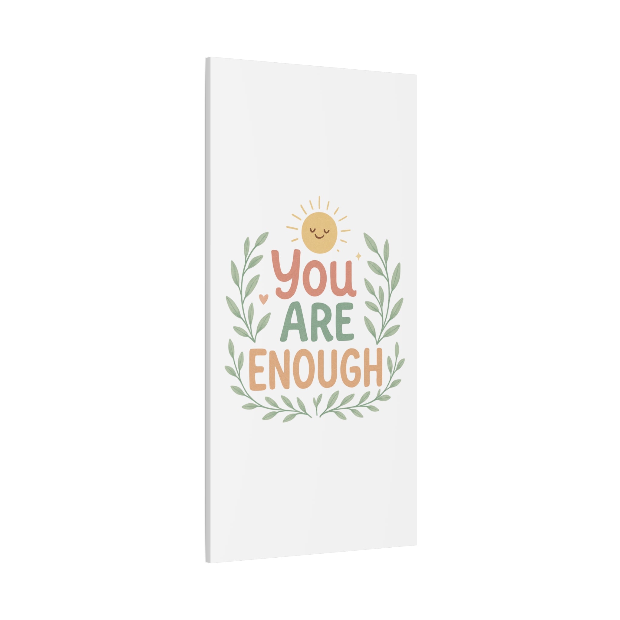 You Are Enough Canvas Wall Art — Positive Motivational Sun & Laurel Print