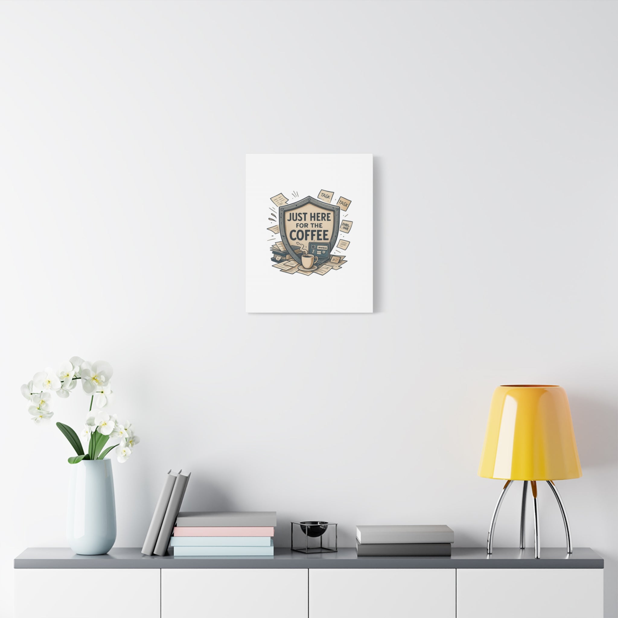 Just Here for the Coffee Canvas Wall Art — Funny Office Coffee Decor